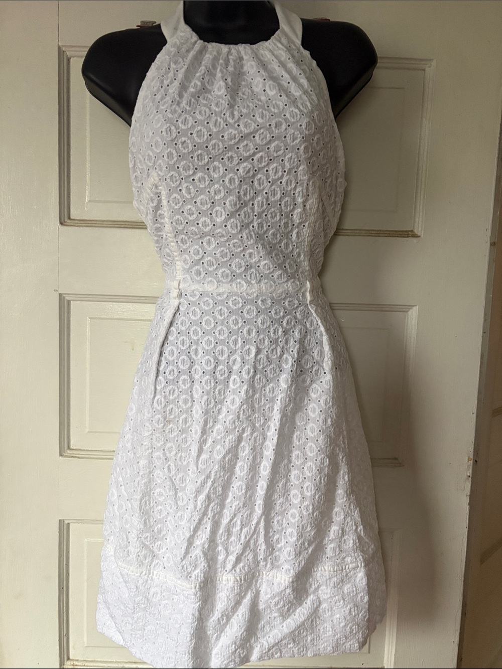 New Directions White Eyelet Halter Sundress